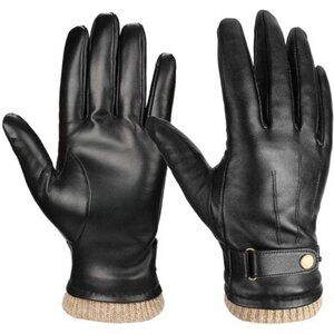 Mens Winter Gloves Nappa Leather Warm Wool Touchscreen Dress Glove